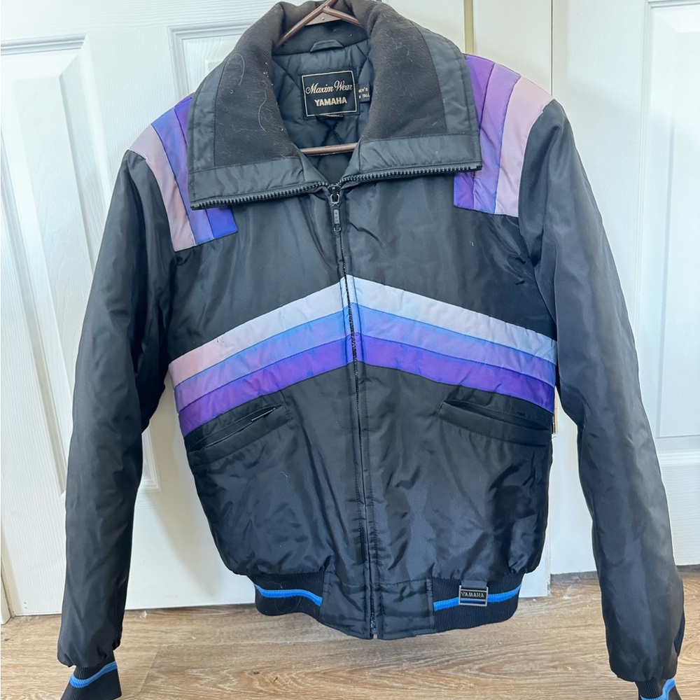 Yamaha Men's Black and Purple Windbreaker
